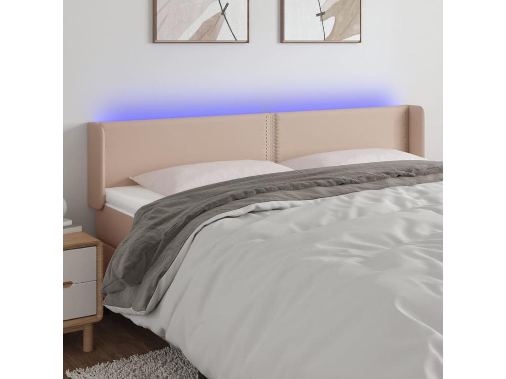 Cappuccino LED Headboard 183x16x78/88 cm Faux Leather AKRF53143