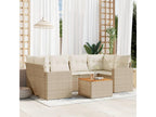 7-piece garden furniture set with cushions, beige woven resin DFVV38797
