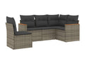 5-piece garden furniture set with grey resin wicker cushions NNKT13422