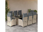 9-piece garden dining set and cushions, light grey rattan ZZPB85971