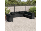11-piece garden furniture set with cushions, black woven resin SJVL85648