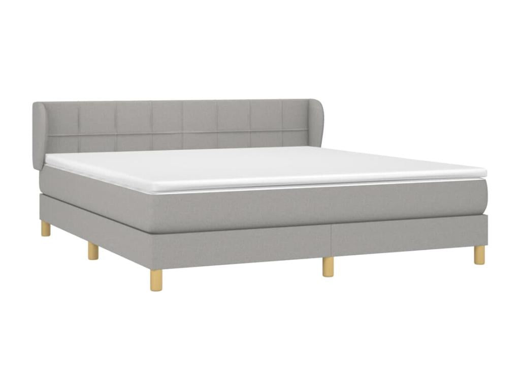 Upholstered bed base with mattress, light grey, 180x200cm, fabric DYEL07304