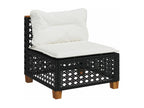 9-piece garden furniture set with cushions, black woven resin NJAC91190
