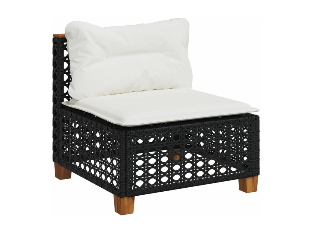 9-piece garden furniture set with cushions, black woven resin NJAC91190