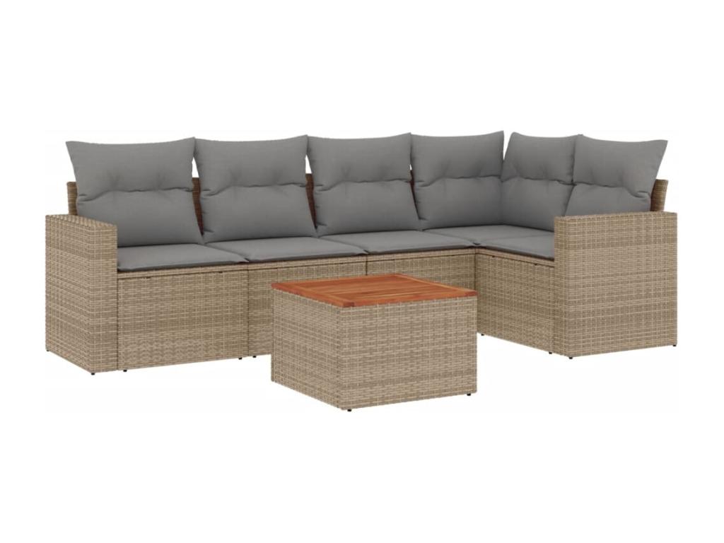 Dormeva 6-piece garden furniture set with cushions, beige woven resin FETB14401
