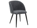 Dining chair in pebble grey corduroy with black metal legs ZCAS24030