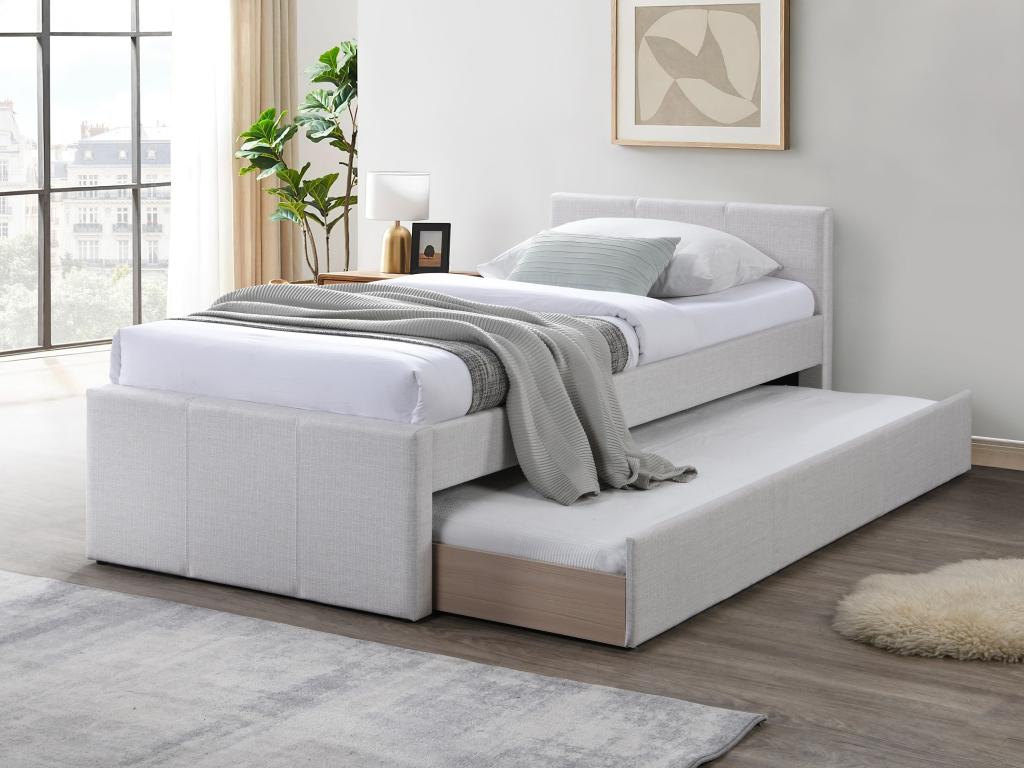 Trundle bed 90x190 cm - Fabric - Beige - Dormeva KSEF18674
