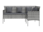 5-piece L-shaped sofa set with cushions, Grey woven resin PUYR08563