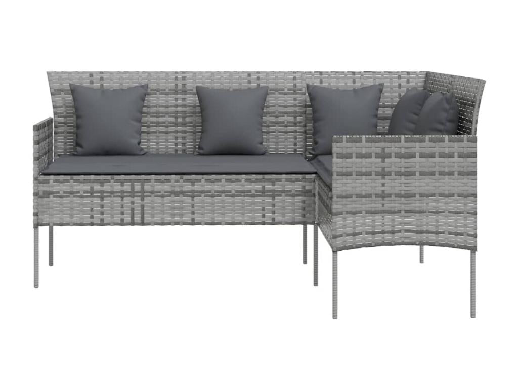 5-piece L-shaped sofa set with cushions, Grey woven resin PUYR08563