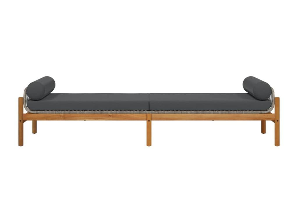 Garden bench with grey cushion, Lysvia GEKX96901 resin wicker