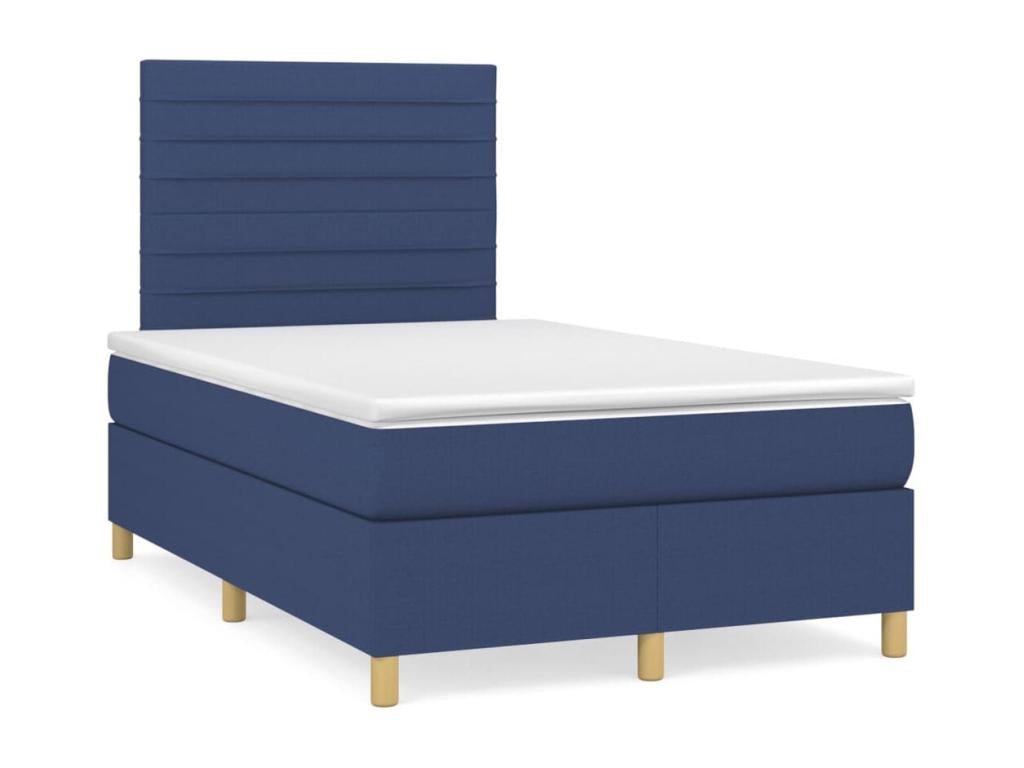Upholstered bed base with mattress, blue, 120x200 cm, fabric DUNF15181