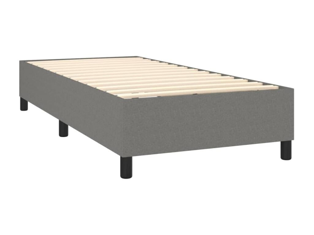 Upholstered bed base with mattress, Dark Grey, 100x200cm, Fabric TWKB12489