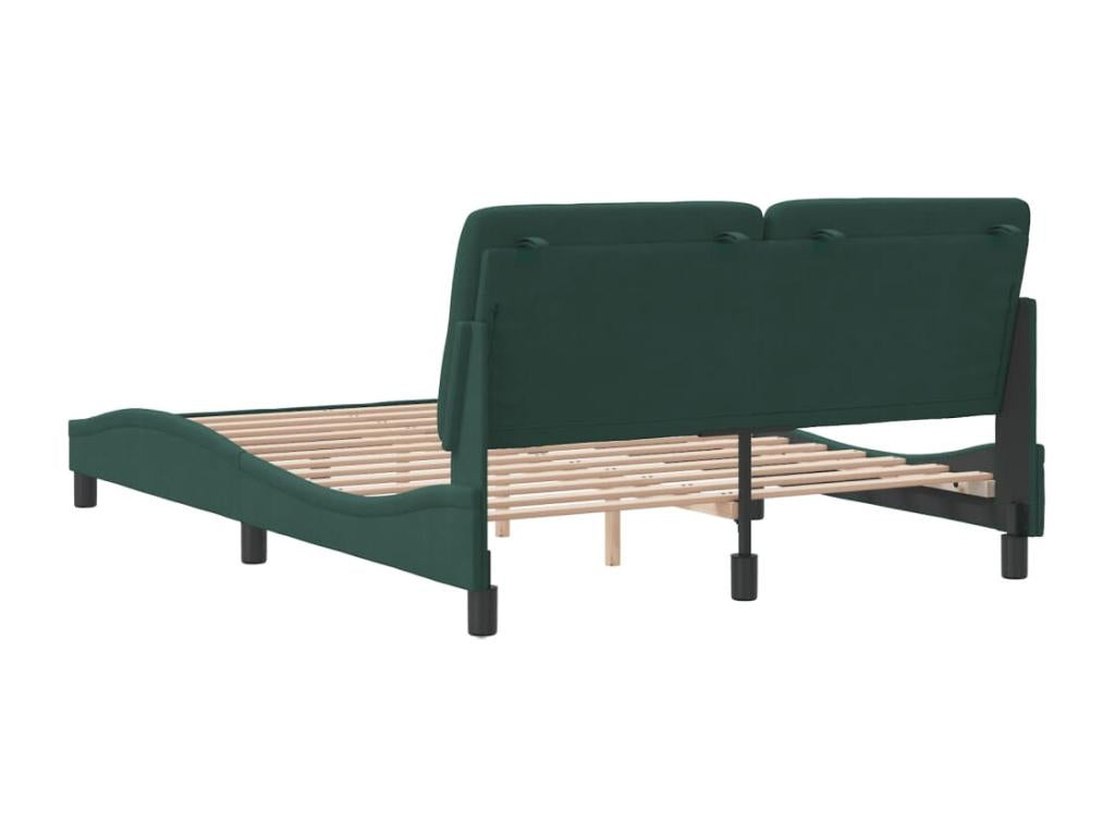 Bed frame with headboard, dark green, 140x200 cm, velvet, UAAG17987
