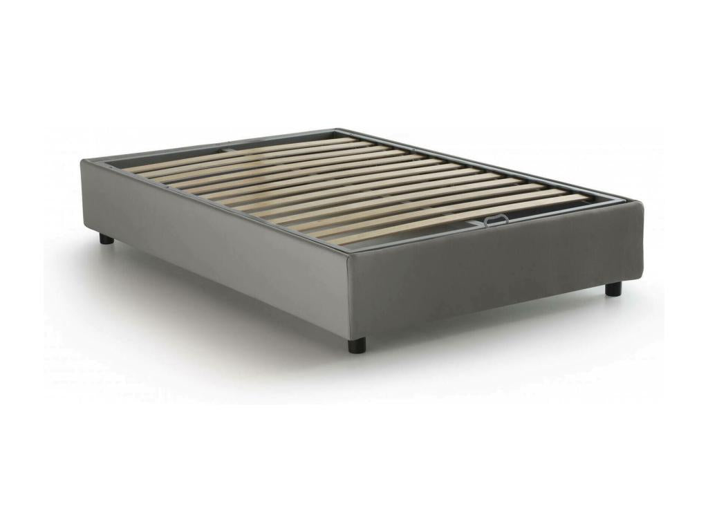 Dormeva Double Bed with Storage, Fabric Upholstery, Made in Italy, Front Opening, Suitable for 120x190 cm Mattress, Grey AALY86210