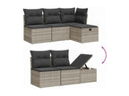 5-piece garden furniture set with light grey cushions, woven resin YOHJ92535