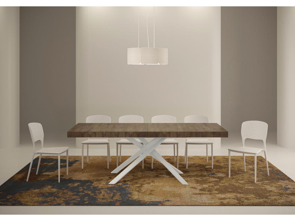 Karida Premium extendable table 90x120/224 cm, walnut finish, white legs, BTEX72469