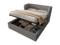 Upholstered storage bed 180x200cm with wide headboard - linen fabric - with Dormeva slatted base - Grey WXYW01401