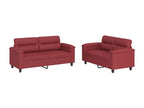 2-piece sofa and cushion set, Burgundy red faux leather WYHP12888