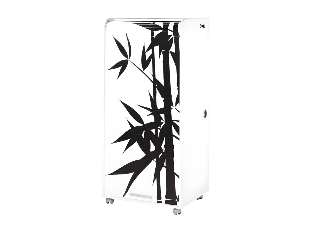 Dormeva White Computer Cabinet with 2 Drawers, W 65.2 cm, H 139.9 cm, D 53.1 cm - Bamboo Color 912 HXQF34869