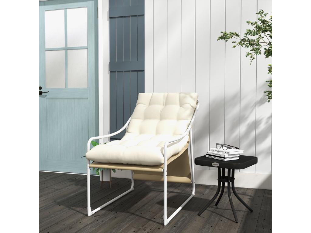 Dormeva garden armchair with cushion, epoxy-coated steel, polyester, white, beige, cream OMRO36341