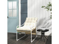 Dormeva garden armchair with cushion, epoxy-coated steel, polyester, white, beige, cream OMRO36341