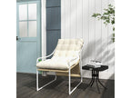 Dormeva garden armchair with cushion, epoxy-coated steel, polyester, white, beige, cream OMRO36341