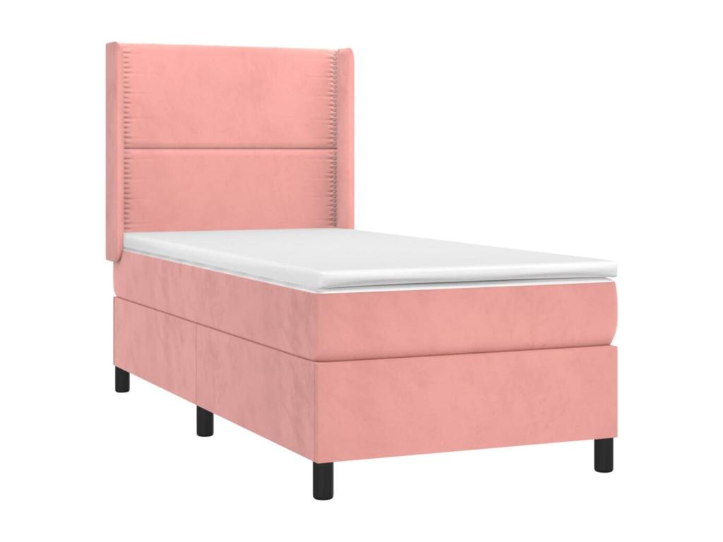 Dormeva bed base with mattress and LED light, Pink, 90x200 cm, Velvet, BYMK93227