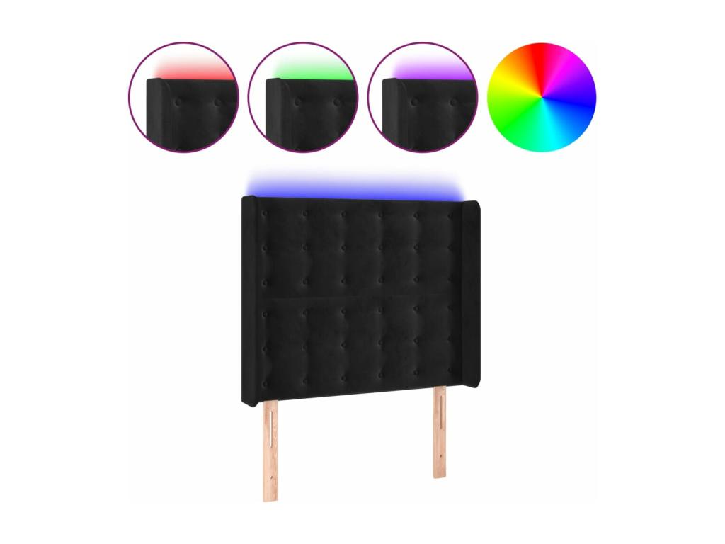 Black LED Headboard 83x16x118/128 cm Velvet SSKR66739