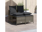 4-piece garden furniture set with grey resin wicker cushions QMAG97675