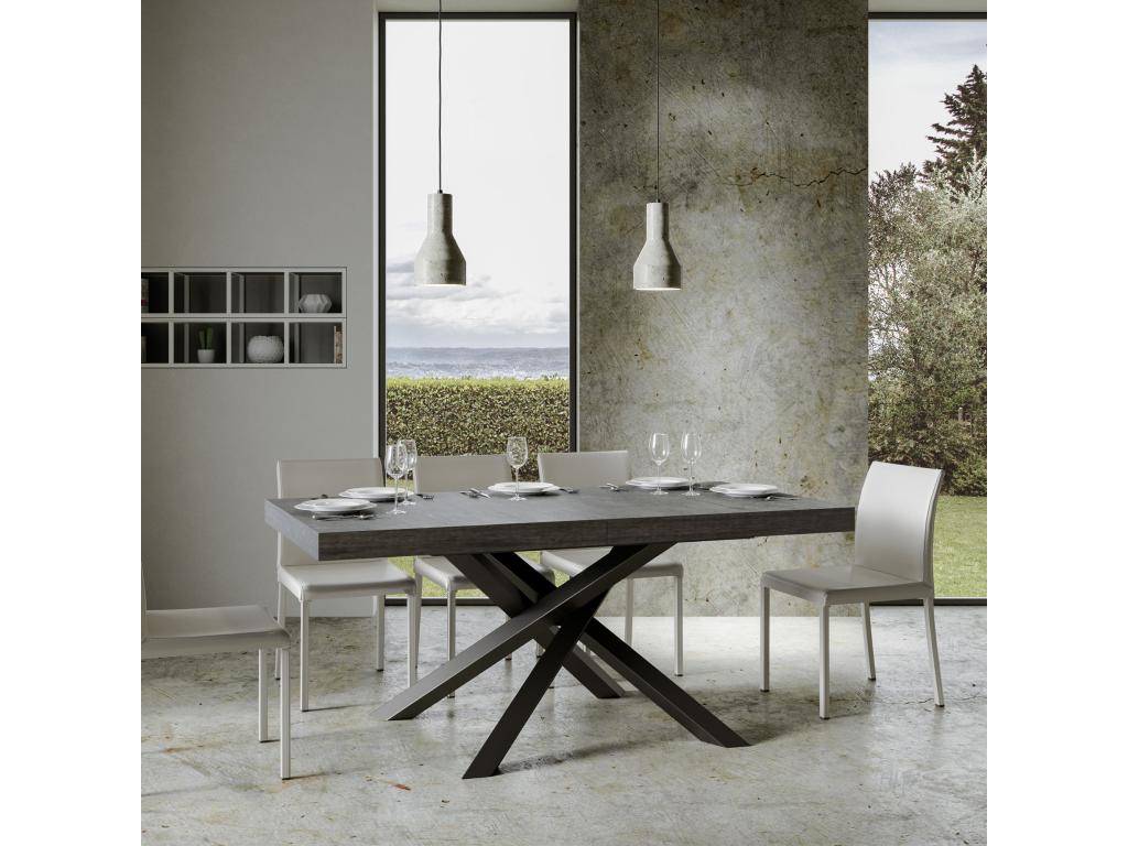 Extendable table 90x200/304 cm Volantis Concrete Grey Anthracite frame ALCF65473