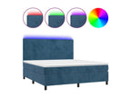 Upholstered bed base with mattress and LED light, dark blue, 180x200 cm, velvet, CQGQ34763