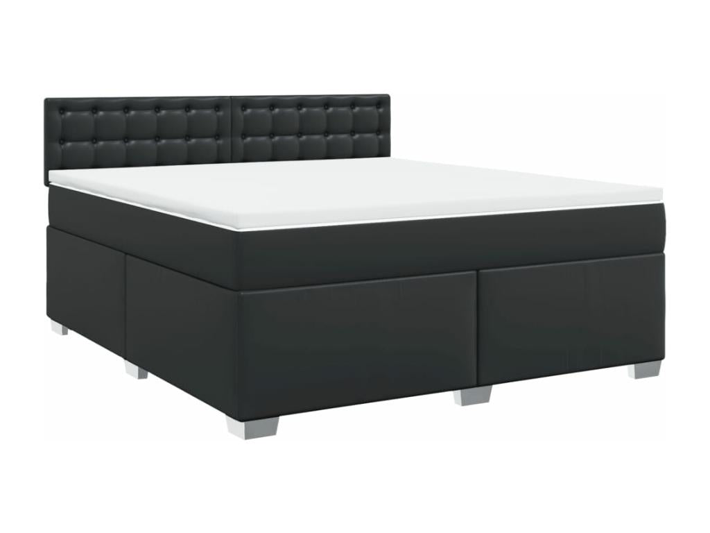 Dormeva bed base with mattress, black, 180x200 cm, faux leather, RJEW54343