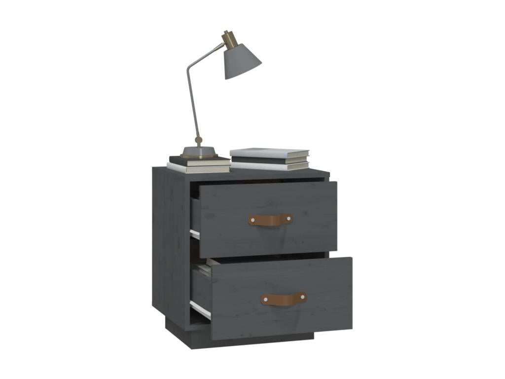 Bedside tables, 2 pcs, Grey, 40x34x45 cm, Solid pine wood, EJLL90158