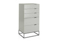 Dormeva 5-drawer chest in lacquered wood and black steel - Cream color KDDY40501
