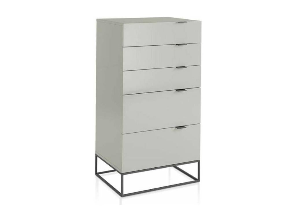 Dormeva 5-drawer chest in lacquered wood and black steel - Cream color KDDY40501