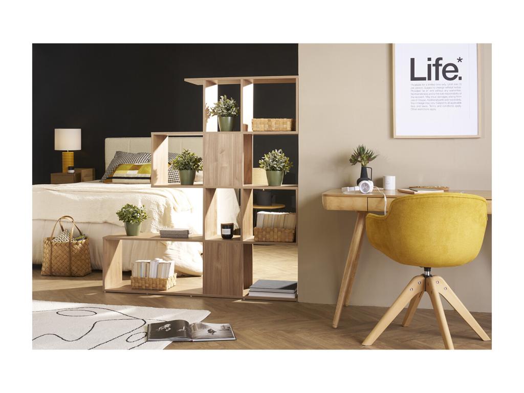 COMO IQRO12603 Designer Room Divider Bookcase with Walnut Wood Finish, 139 cm Wide