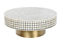 Coffee table/living room table in black, gold, and white metal - diameter 100 x height 40 cm GHHE12350
