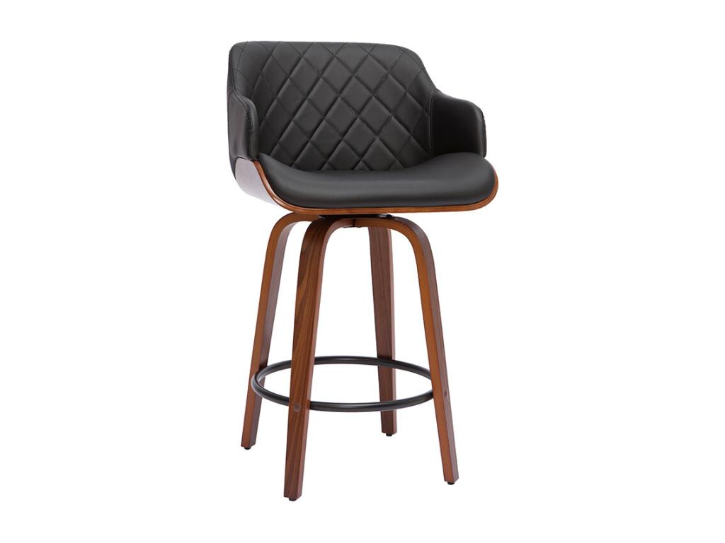 Dormeva ZALB59170 360° Swivel Designer Bar Stool, Black and Dark Wood, H65 cm