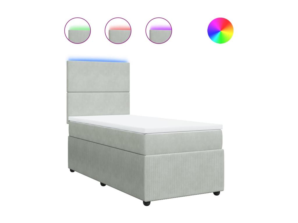 Dormeva bed base and mattress, light grey, 90x200 cm, velvet, ILQD89462