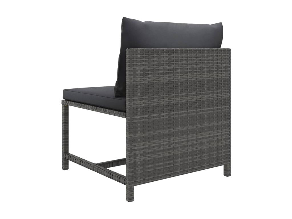 5-piece garden furniture set with cushions, Grey woven resin, RUEV31372