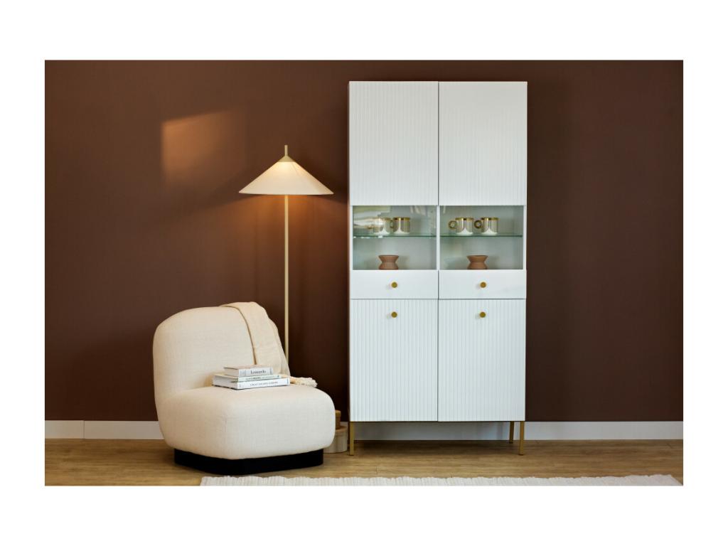 Lysvia 2-Door Display Cabinet, White - Gold VABT17611