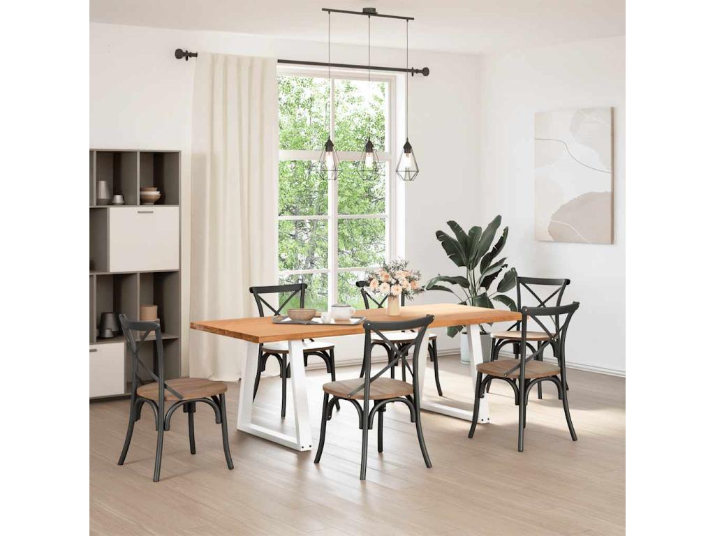 Light brown rectangular solid oak dining table LWPP17864