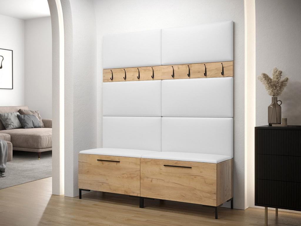 Lysvia 101 Hallway Unit 196x168x46cm Craft Oak Laminate - Faux Leather PSQP08233