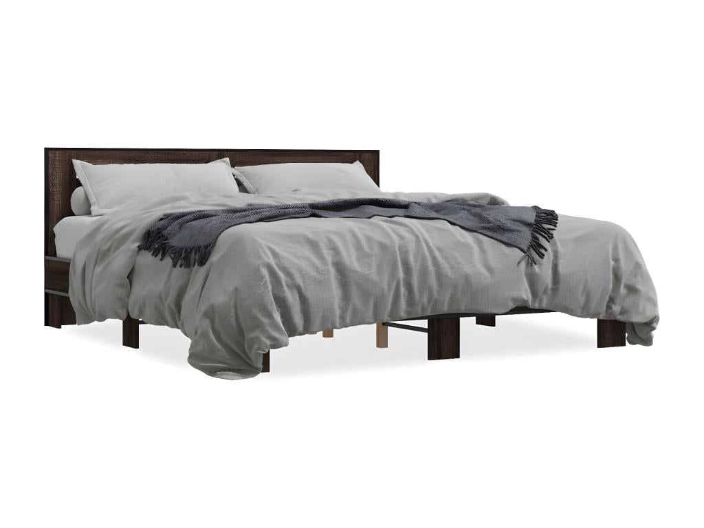 Bed frame without mattress, brown oak, 200x200 cm, EQTS85518