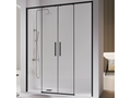 Dormeva matte black shower enclosure with 2 fixed glass panels and 2 sliding doors, 166-168.6 cm, AVEU95447