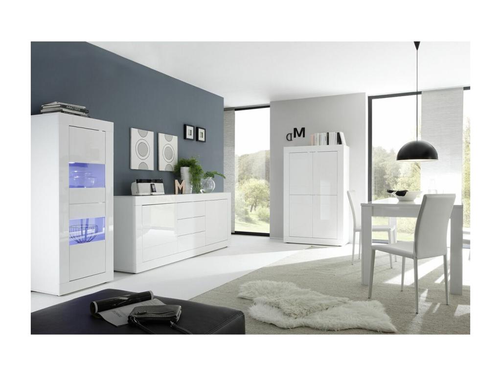 Zensova - Living Room Set with 2-Door, 3-Drawer Buffet in White Lacquered Finish Zensova ZXGF35534