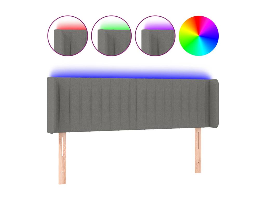 Dark Grey LED Headboard 147x16x78/88 cm Fabric INOA61903