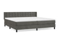 Upholstered bed base and mattress, Dark Grey, 200x200cm, Velvet, SRIP84957