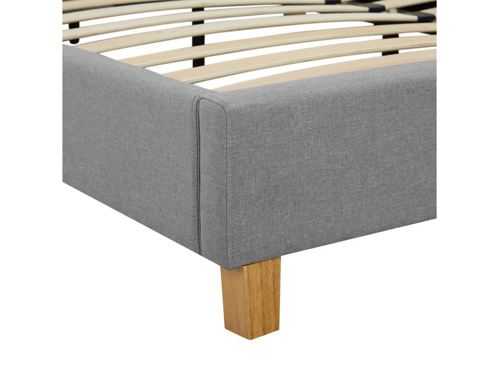 Dormeva double bed for adults, size 160x200 cm, 2-seater / 2-person, with slatted base and grey fabric headboard AZHG44069