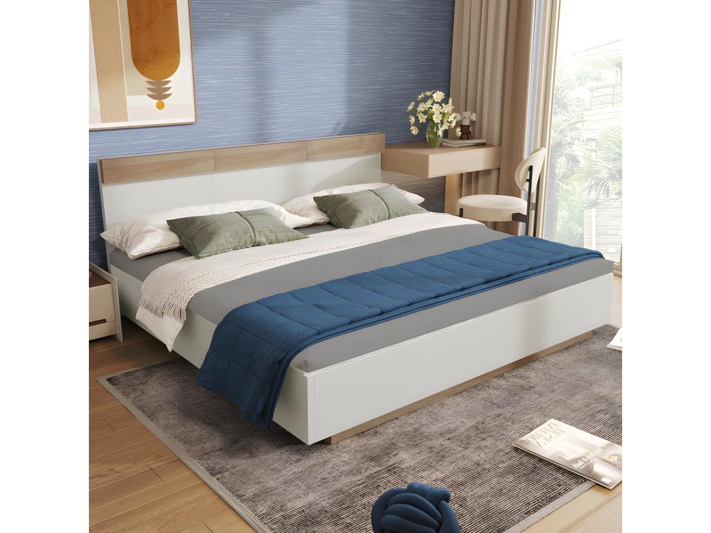 Adult bed 140x200cm - floating bed with slatted base by Dormeva - wooden frame - white USOE78730